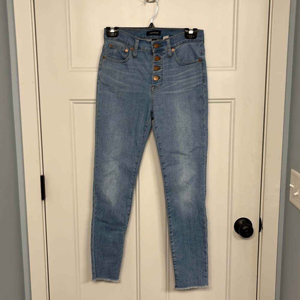 J Crew Factory high rise button fly light wash jeans